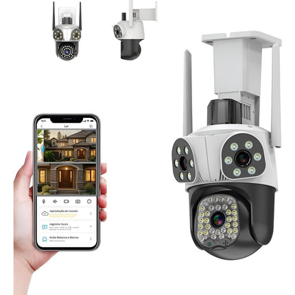 Hardline Security Cameras Dual Lens 2-in-1 Lenses - White