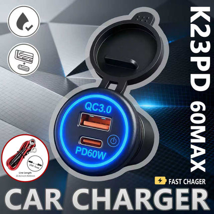 The 60W Mobile Phone Charger For Automobiles, Motorcycles