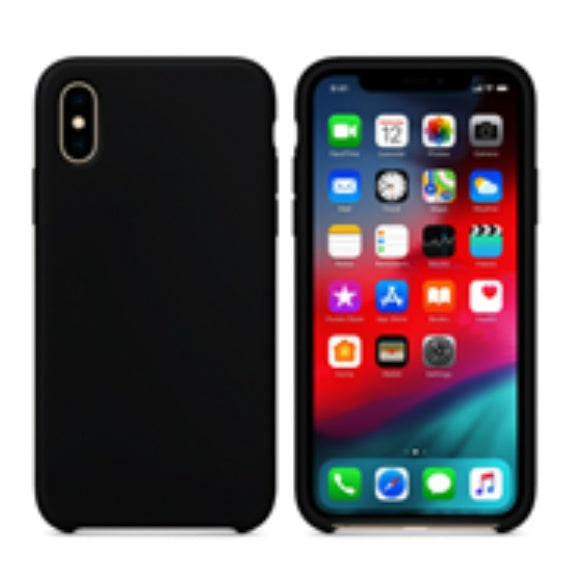 For Silicone Case 12 11 Pro X Xr Xs Max 8 7 6 Liquid Rubber Cover--black
