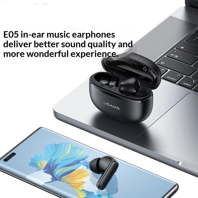 Wireless Bluetooth In-Ear Earbuds with Short Stem - Black/White