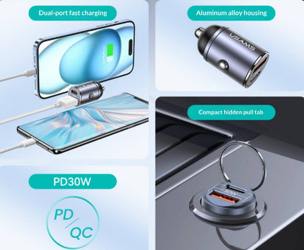 Hidden Dual-port Fast-charging Car Charger For Phones