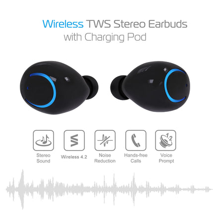 Wireless TWS Stereo Earbuds - Bluetooth In-Ear Headphones