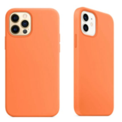 For Silicone Case 12 11 Pro X Xr Xs Max 8 7 6 Liquid Rubber Cover--kumquat