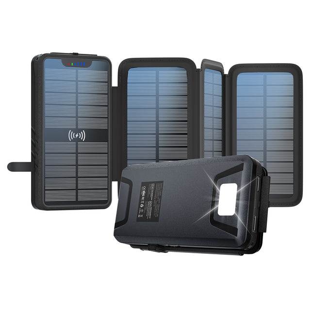 Portable Power Bank With Built-in Solar Foldable Panels
