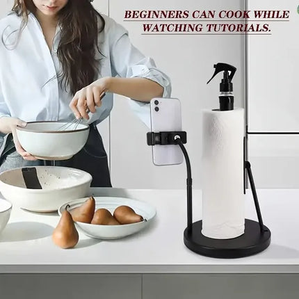 In-1 Stainless Steel Stand: Tissue Holder, Foldable Phone