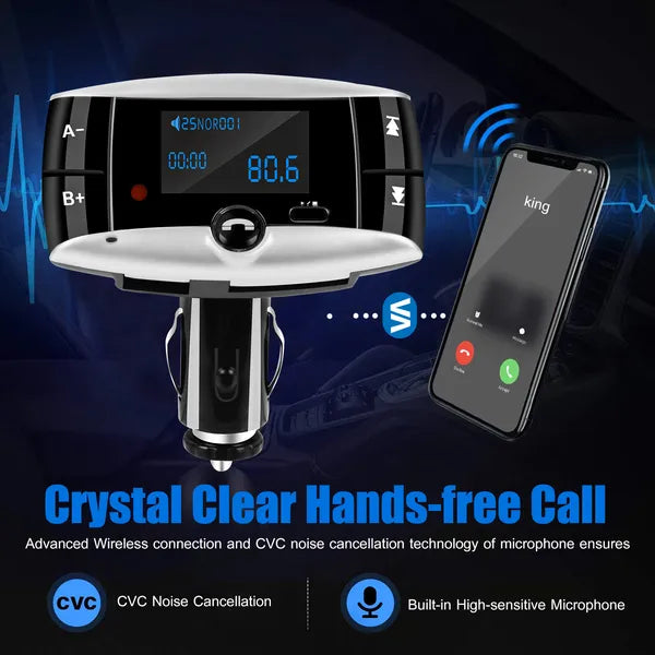 Car FM Transmitter USB Charger Hands-Free MP3 LED Display