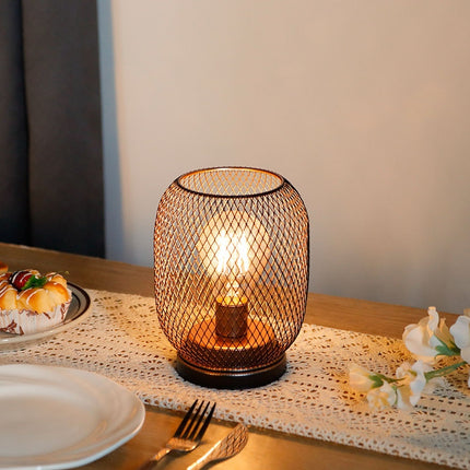Rustic Wrought Iron Bedside Lamp - Warm White LED Night Light