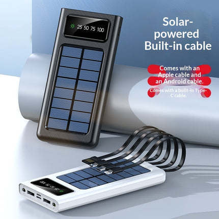 Portable Solar Power Bank With Built-in Cable Ultra-high Capacity For On-the-go