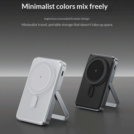 Wireless-charging Power Bank With Built-in Cable And Magnetic Attachment For Pho