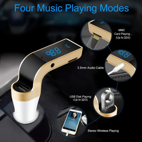 Car FM Transmitter USB Charger Hands-Free Calling MP3 Player Display