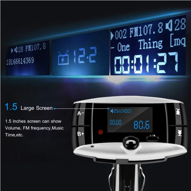 Wireless Car FM Transmitter - Bluetooth Adapter for Vehicles