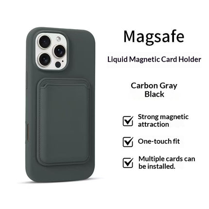 Magnetic Cardholder Liquid Silicone Phone Case