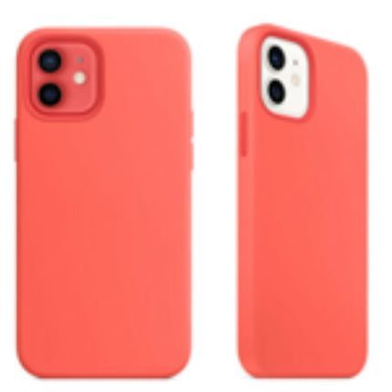 For Silicone Case 12 11 Pro X Xr Xs Max 8 7 6 Liquid Rubber Cover--pink Orange