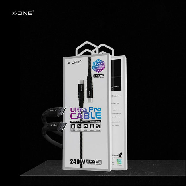 240W Dual Type-C Fast Charging Cable - Braided Nylon, Durable