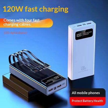 120w Power Bank 20000 Mah High-capacity Portable Charger Four-port Compact Mobil