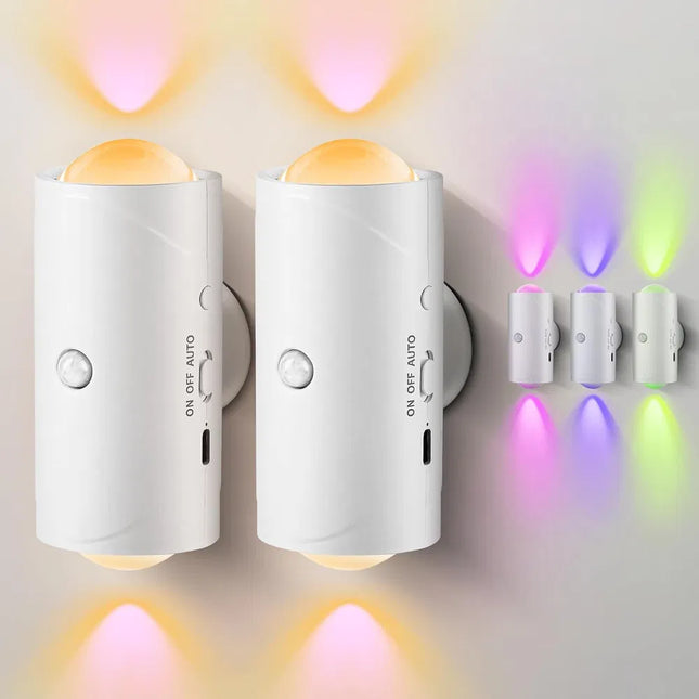 LED Motion Sensor Night Light, 7 Colors Rechargeable Battery Stair Light, Wirele
