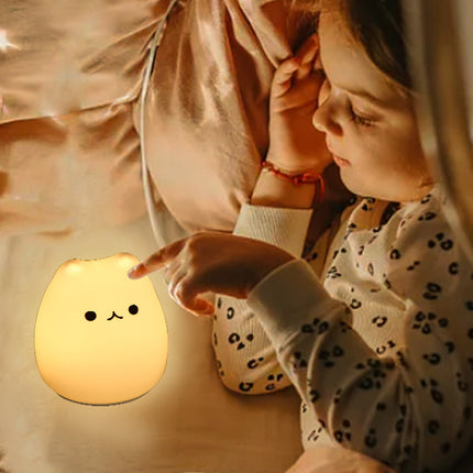 Cute Big-Headed Cat Creative Healing Silicone Charging Lamp