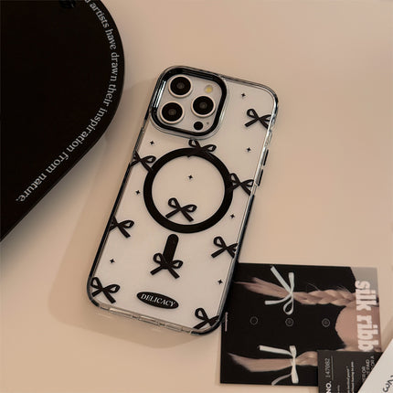 Black Bowknot Magnetic Case Transparent