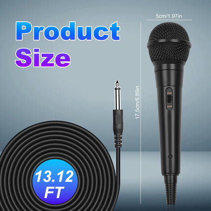 Dynamic Handheld Microphone with Cable 4m Cardioid Vocal Mic 6.35mm Jack