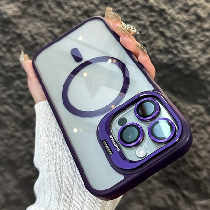 Invisible Bracket Transparent Phone Case With Cd Pattern