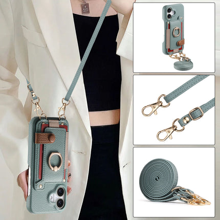 Long Crossbody Lanyard Leather Phone Case With Card Slots