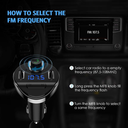 T20 Bluetooth FM Transmitter Car Hands-free MP3 USB Charger