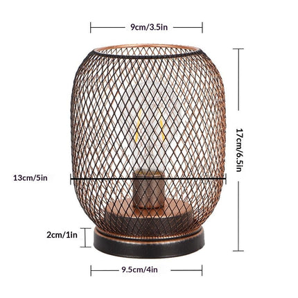Rustic Wrought Iron Bedside Lamp - Warm White LED Night Light