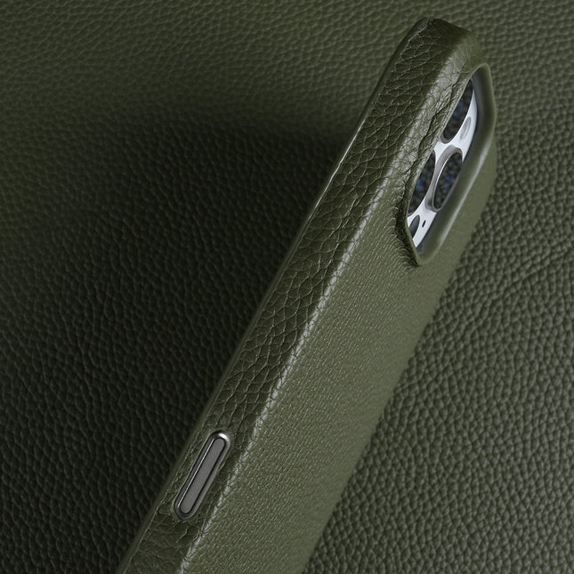 Lychee-Pattern Genuine Leather Phone Case