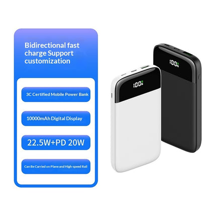 Ultra-thi Portable 10000 Mah Power Bank With Digital Display And Bidirectional F