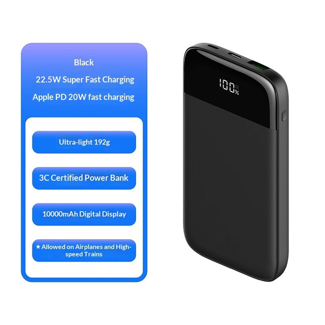 Ultra-thi Portable 10000 Mah Power Bank With Digital Display And Bidirectional F