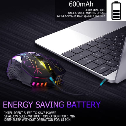 X18 Wireless Gaming Mouse 2.4G Rechargeable Silent USB Optical PC Laptop