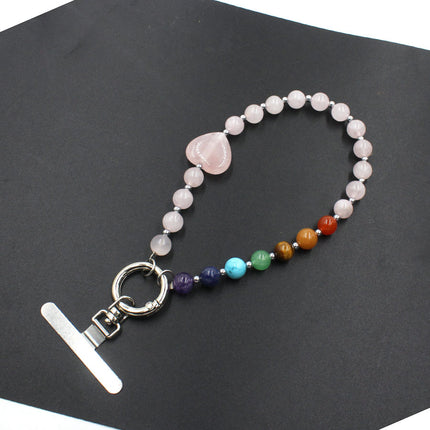 Heart-shaped Crystal Bead Phone Charmkeychain