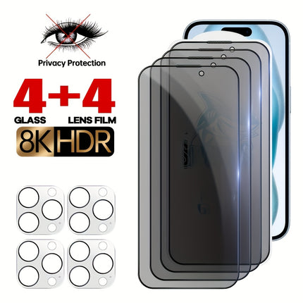 8-Pack Privacy Screen Protectors with Anti-Spy & Camera Protection
