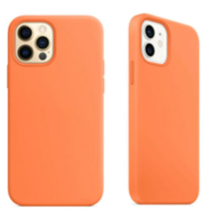 For Silicone Case 12 11 Pro X Xr Xs Max 8 7 6 Liquid Rubber Cover--kumquat