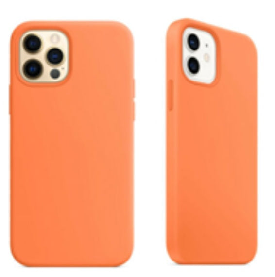 For Silicone Case 12 11 Pro X Xr Xs Max 8 7 6 Liquid Rubber Cover--kumquat