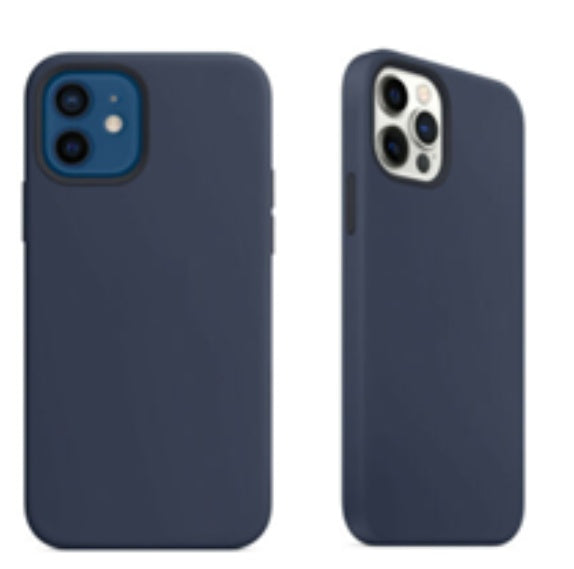 For Silicone Case 12 11 Pro X Xr Xs Max 8 7 6 Liquid Rubber Cover--dark Navy