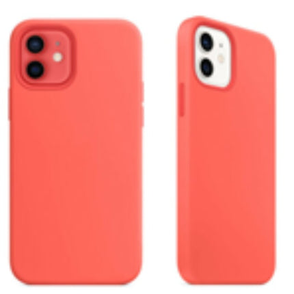 For Silicone Case 12 11 Pro X Xr Xs Max 8 7 6 Liquid Rubber Cover--pink Orange