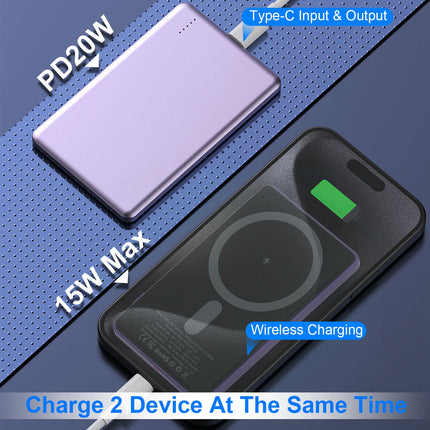 In 1 5000mAh 8Mm Slim Magsafe Wireless Power Bank PD20W