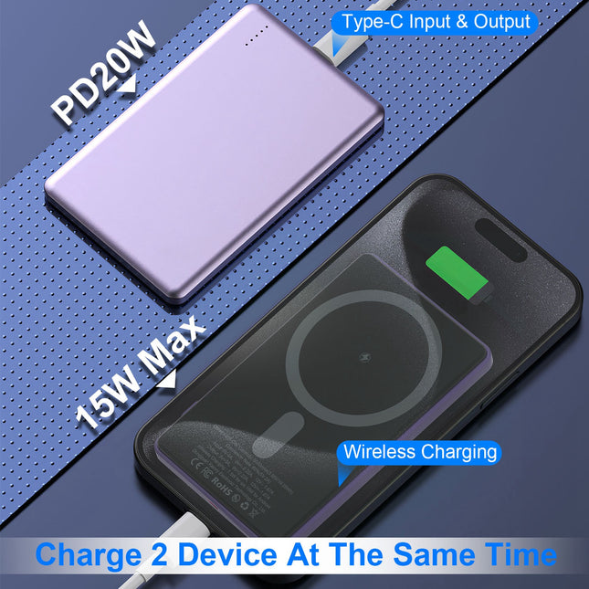 In 1 5000mAh 8Mm Slim Magsafe Wireless Power Bank PD20W