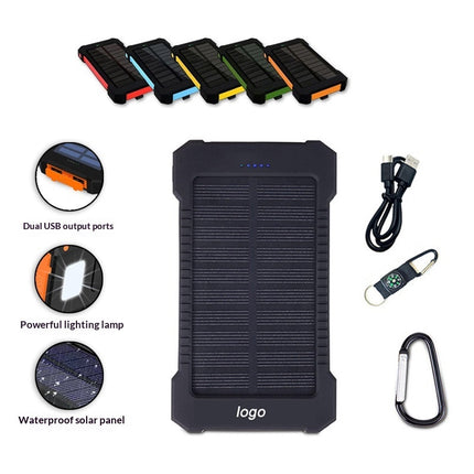 Outdoor 20000mah High-capacity Led-backlit Waterproof Solar-powered Portable Pow