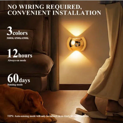 2-Piece LED Wall Lights with Motion Sensor, Magnetic Mount, 60 Days
