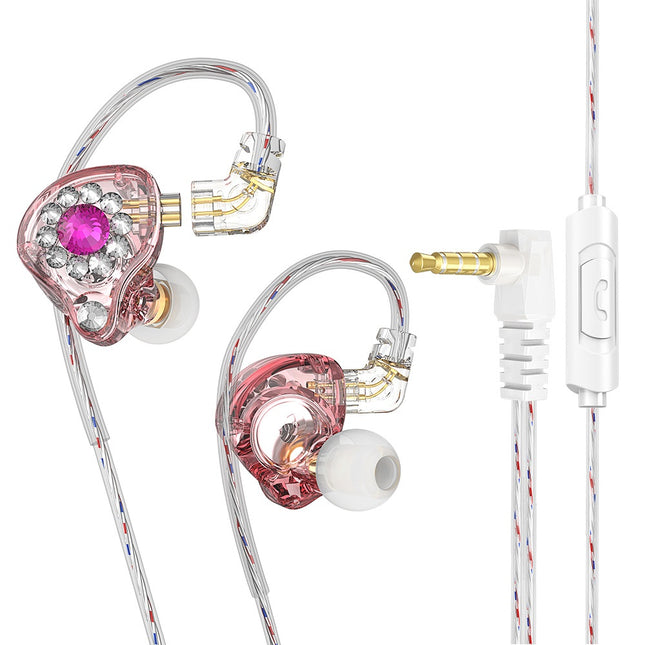 Private Model Q3pro Wired In-ear Music Headset Plug Diamond-embedded Singing Anc
