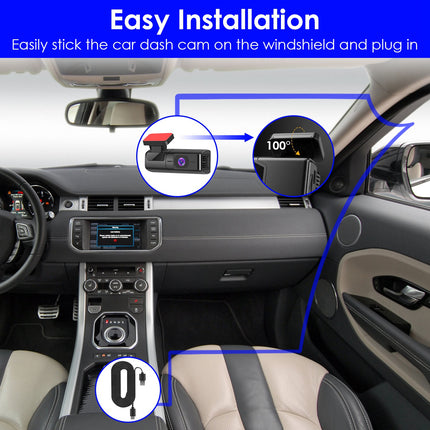 2K Dash Cam Front Camera 140° WiFi Night Vision 32GB Memory Card