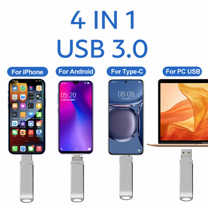 2TB USB 3.0 Stick 4-in-1 Type-C for iPhone iPad Android PC Storage