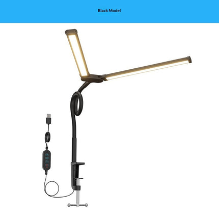 Double Head Desk Lamp USB Eye Protection LED Study Lamp Clamp Mount