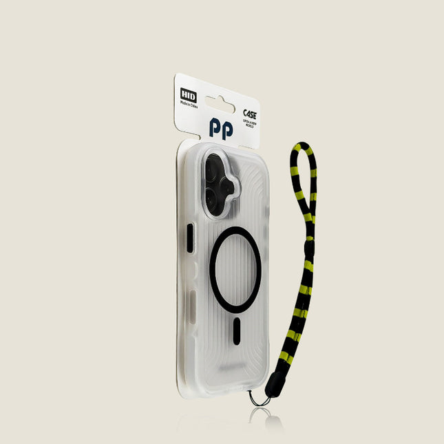 Black Matte Skin-Feel Striped Phone Case With Magnetic