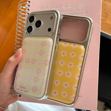 Korean-style Retro Floral Diary Electroplated Silver Magnetic-attachment Phone C