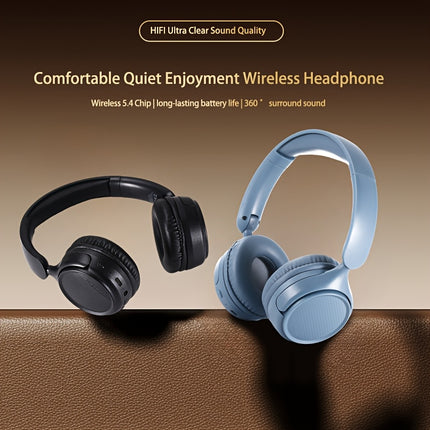 Retro Wireless Over-Ear Headphones 30h Battery Memory Foam Gaming Headset