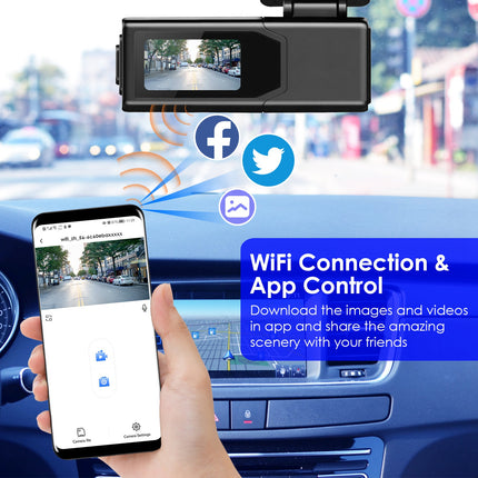 2K Dash Cam Front Camera 140° WiFi Night Vision 32GB Memory Card