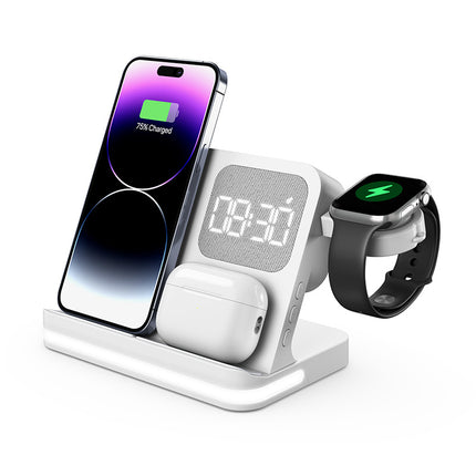 7-in-1 Wireless Charging Station with Clock for Smartphone & Smartwatch